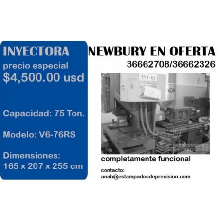 INJECTION MOLDING MACHINE newbury model v6-76rs