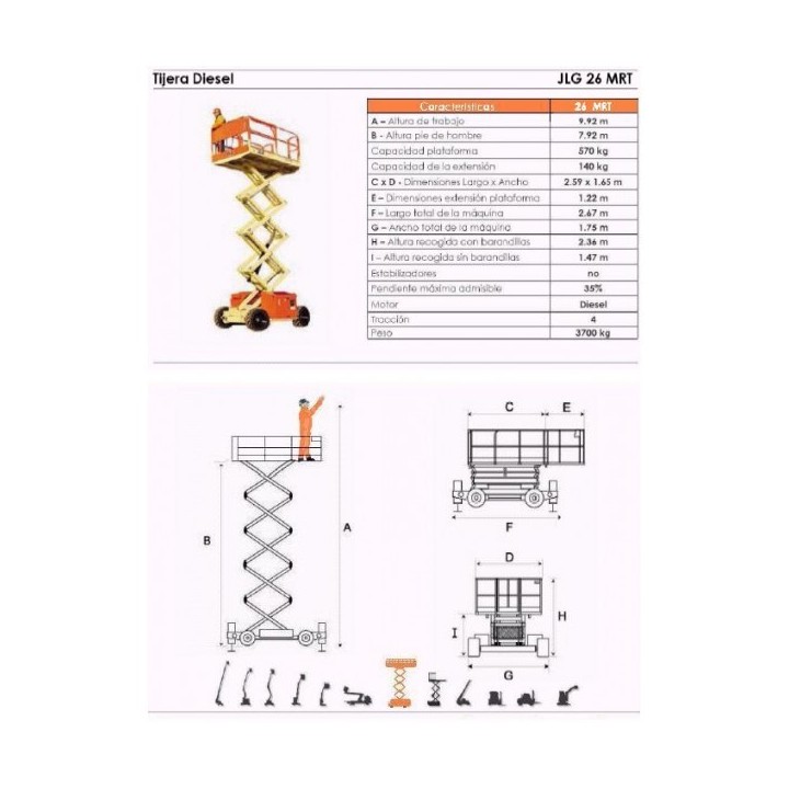 TIJERA DIESEL, 26 MRT, 10M. JLG