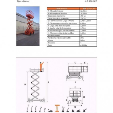 НОЖНИЦЫ ДИЗЕЛЬНЫЕ 330 CRT, 12 М. JLG