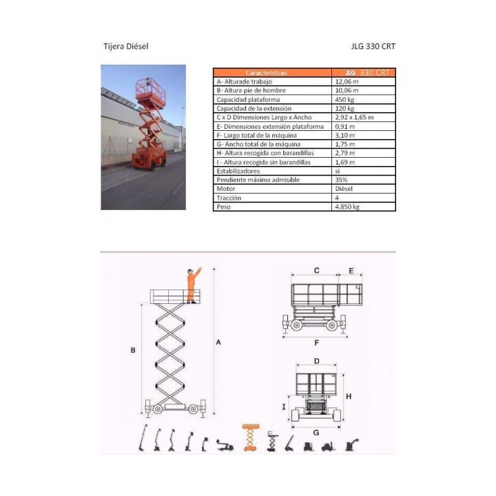 TIJERA DIESEL 330 CRT, 12 M. JLG