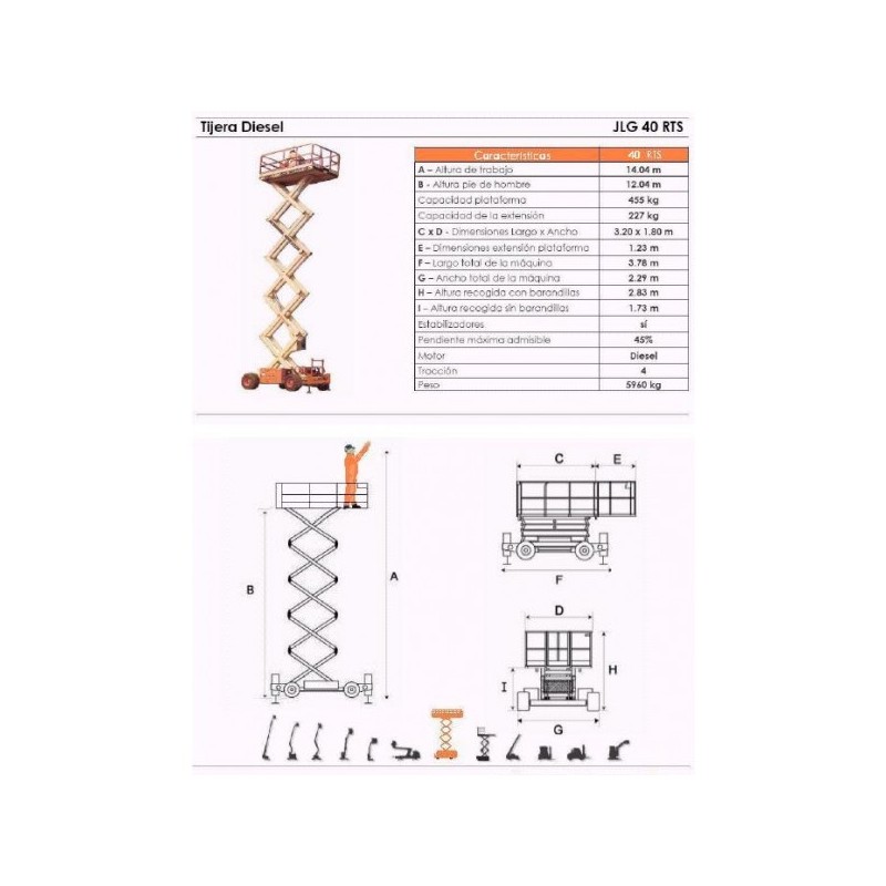 TIJERA DIESEL 40 RTS, 14 M. JLG