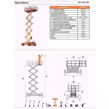 TISORES DIESEL 400 CRT, 14 M. JLG
