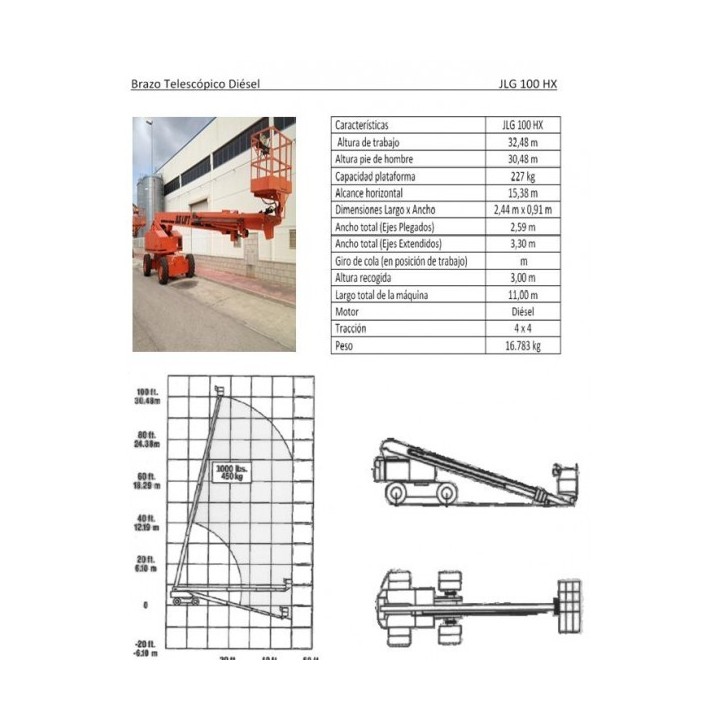 BRAZO DIESEL TELESCOPIC 100 HX, 32 M JLG