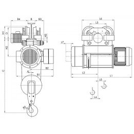 Electro cabrestante monorriel, con un carro