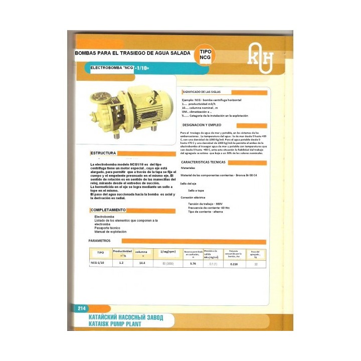 Bomba para trabajo con agua salada NUEVA 