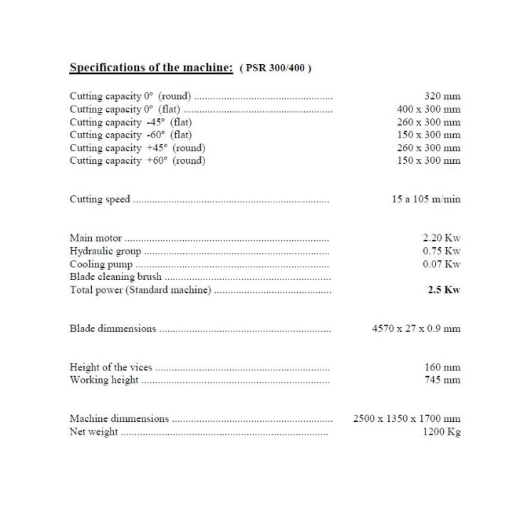 Sierra de cinta marca SABI MOD: PSR.300